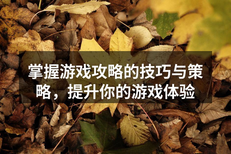 掌握游戏攻略的技巧与策略，提升你的游戏体验